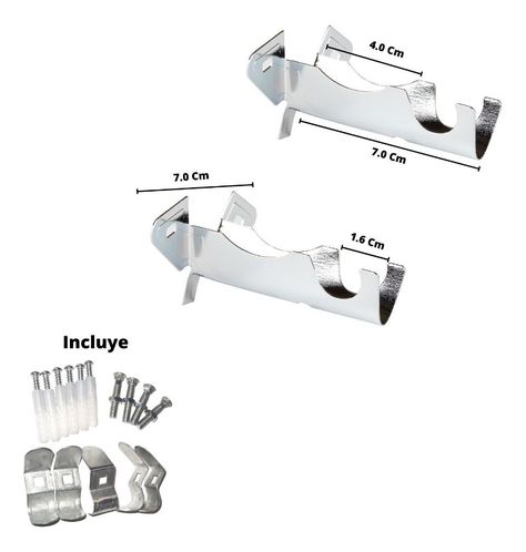 Pack 2 Unidades Soporte Cromado Simple 16 Mm-2