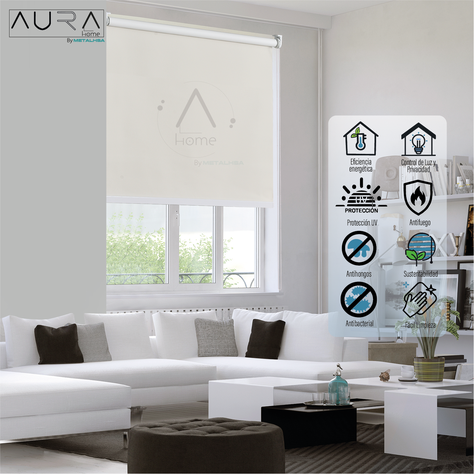 Cortina Roller Blackout Aura Beige 090X250 Cm-1