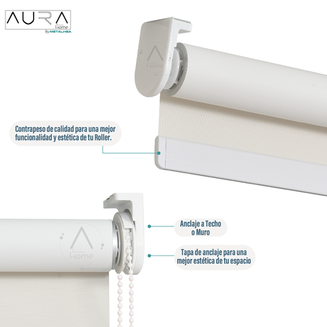Cortina Roller Blackout Aura Beige 090X250 Cm-3