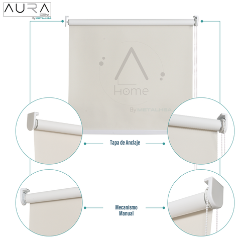 Cortina Roller Blackout Aura Beige 090X250 Cm-6