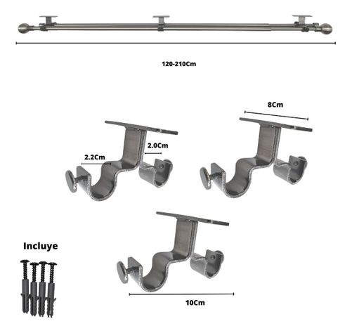 Set Extensible Techo 120-210 Cm Color Satín Terminal Bola-1