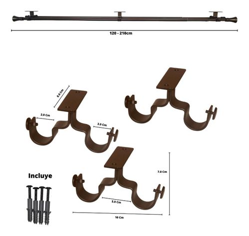 Set Extensible Techo 120-210 Cm Color Café Terminal Cónico-3