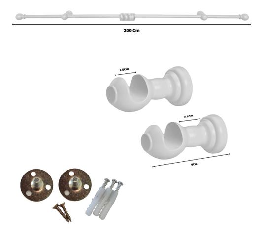 Set Simple De Madera Blanco 2.00 Mt Terminal Bola-5