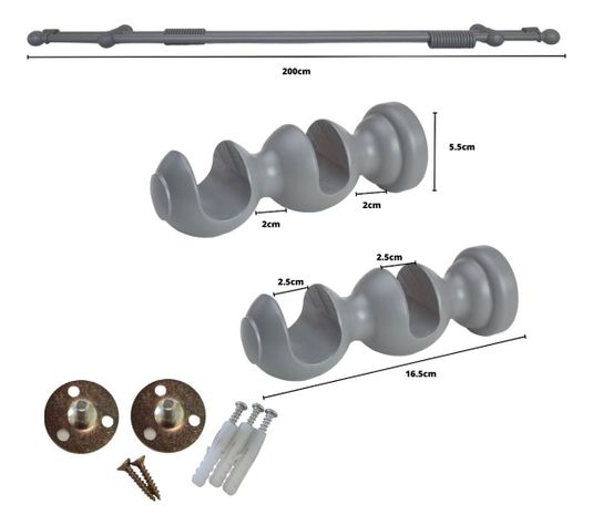 Set Doble De Madera Color Gris Terminal Bola X 2.00 Mt-1