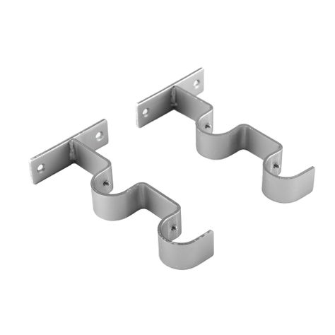 Pack 2 Unidades Soporte Doble Muro De Metal Satín 28/28 Mm-0