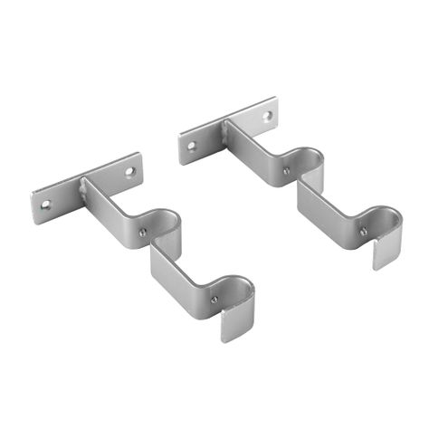 Pack 2 Unidades Soporte Doble Muro De Metal Satín 28/28 Mm-1