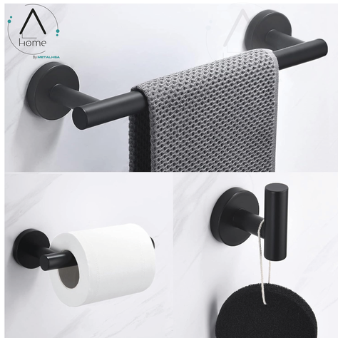 Set de Baño Inoxidable Negro 5 Piezas-3