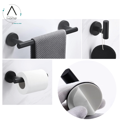 Set de Baño Inoxidable Negro 5 Piezas-4