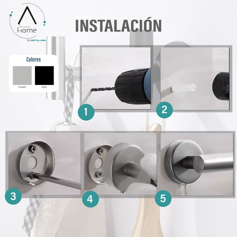 Set de Baño Inoxidable Negro 5 Piezas-5