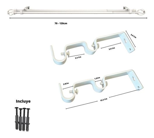 Set Doble Extensible 70-120 Cm Color Blanco Terminal Nido-4