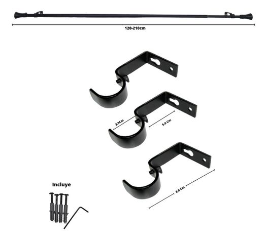 Set Simple Extensible 120-210 Cm Color Negro Terminal Cónico-3