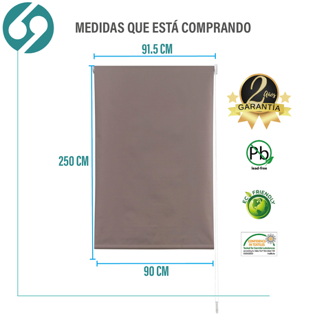 Cortina Roller Blackout Tostado 90 X 250 Cm-1