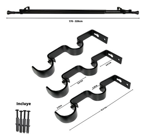 Set Extensible De 170-320 Cm Color Negro Y Terminal Cónico-6