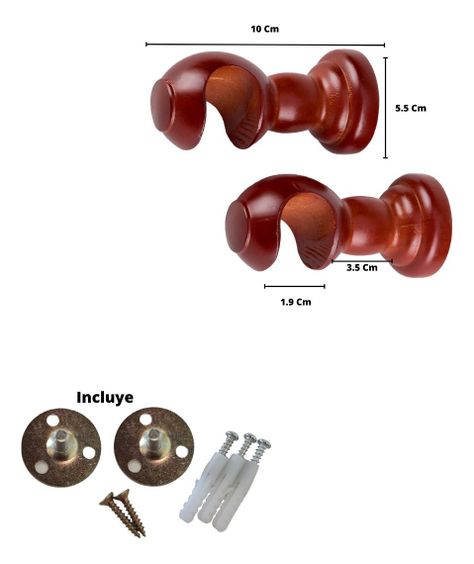 Pack 2 Unidades Soporte Simple De Madera Chocolate 19 Mm-1