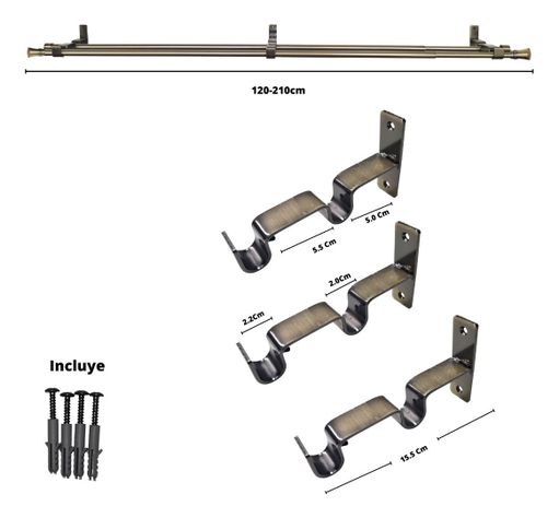 Set Extensible De 120-210 Cm Color Bronce Y Terminal Cónico-1