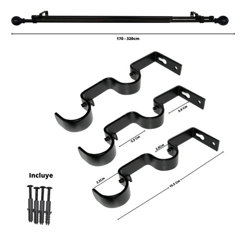 Set Extensible De 170-320 Cm Color Negro Y Terminal Bola-4
