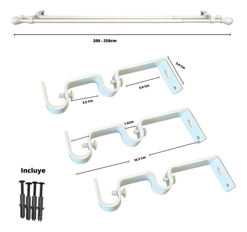 Set Doble Extensible 200-250 Cm Color Blanco Terminal Bola-4