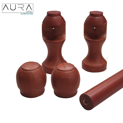 Set Simple de Madera Chocolate 19 MM X 1.50 Mt Terminal Bola-2