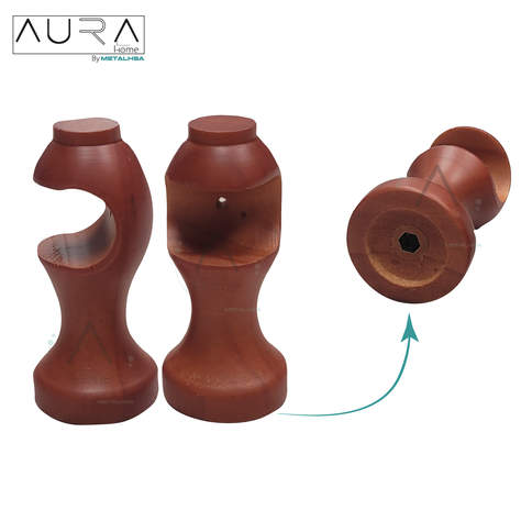 Set Simple de Madera Chocolate 19 MM X 1.50 Mt Terminal Bola-4