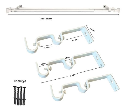 Set Doble Extensible 120-200 Cm Color Blanco Terminal Prisma-7