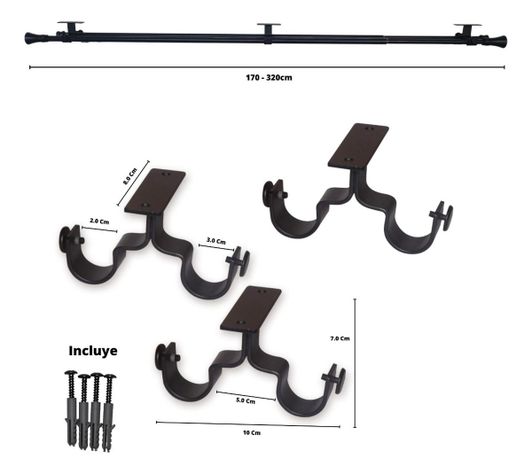 Set Extensible Techo 170-320 Cm Color Negro Terminal Cónico-3