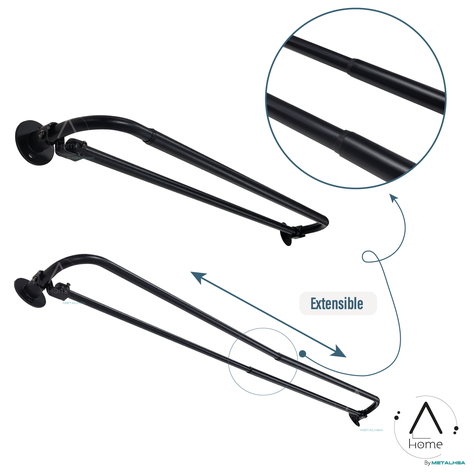 Set Extensible Doble Curvo de 70 a 120 Cm y 22/25 Mm Negro-2