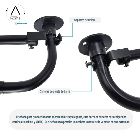 Set Extensible Doble Curvo de 70 a 120 Cm y 22/25 Mm Negro-4