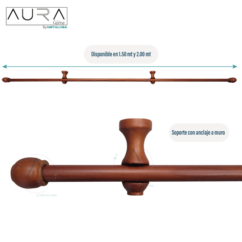 Set Simple de Madera Chocolate 19 MM X 2,00 Mt Terminal Bola-3