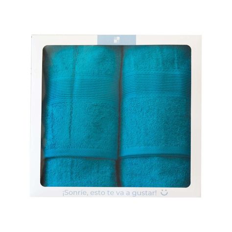 Box de 2 Toallas 550gr 70x140/45x90cm Turquesa-0