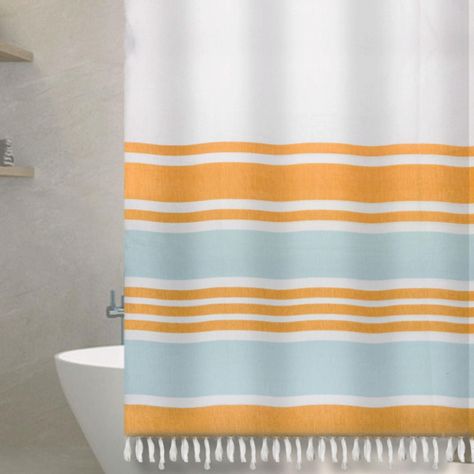 Cortina Baño Tela Mas Flecos Marinera Turquesa-1