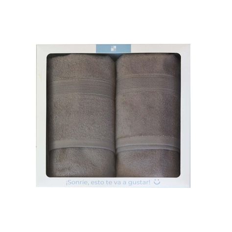 Box de 2 Toallas de baño 550gr 70x140 cm Gris-0