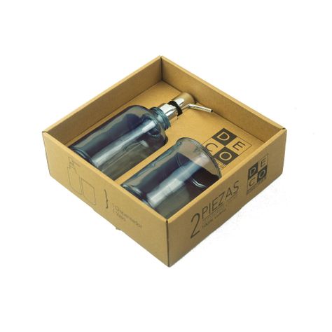 Set Dispensador y Vaso Vidrio Azul-2