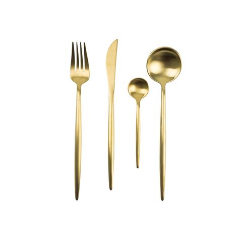 Set de Cubiertos 16 Piezas Dorado Acero Inoxidable 18/10-0