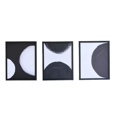 Set 3 Cuadros decorativos abstracto Negro-0