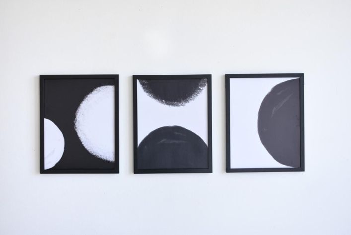 Set 3 Cuadros decorativos abstracto Negro-3