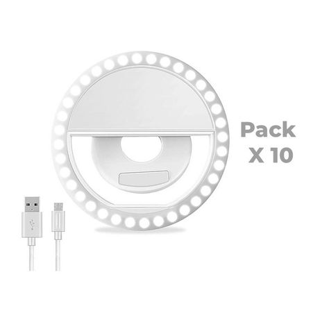 Pack de 10 aros de luz Led para celulares y tablet USB-6