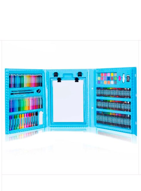 set maleta celeste para colorear 208 lapices -0