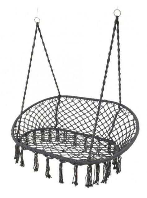 Silla hamaca colgante tejida doble Gris-0