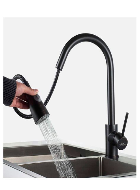 Grifo para cocina estirable negro mate-2