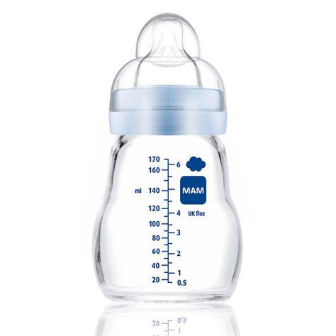 Mamadera 170 Ml Vidrio Celeste Mam-1