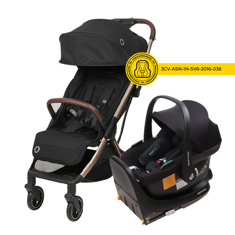 Coche Travel System Eva Black Champagne/ Cabriofix I-Size Maxi Cosi-1