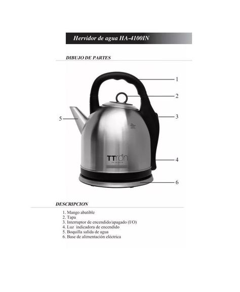 Hervidor De Agua Sindelen Ha-4100in 4lts 2000w Acero Inox-6