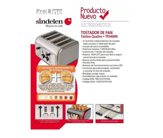 Tostador Eléctrico Pan 4 Rebanadas Sindelen Tp-2410 7niveles-3