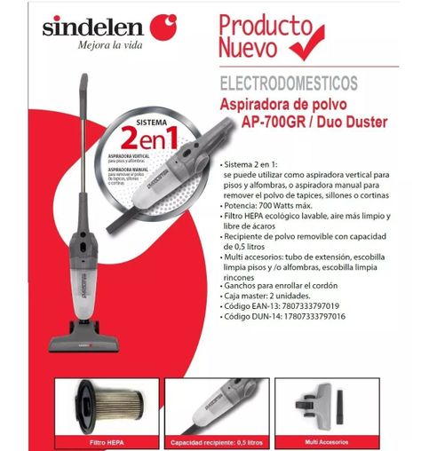 Aspiradora Vertical Sindelen Ap-700GR 0.5Lt 2 en 1-2