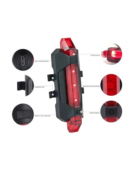Luz Trasera Roja 15 Lúmenes Recargable Usb Sillín Bicicleta-5