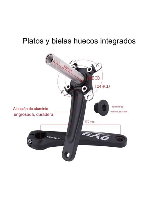 Juego Volante Plato Bielas 170mm Motor Bicicleta Mtb-2