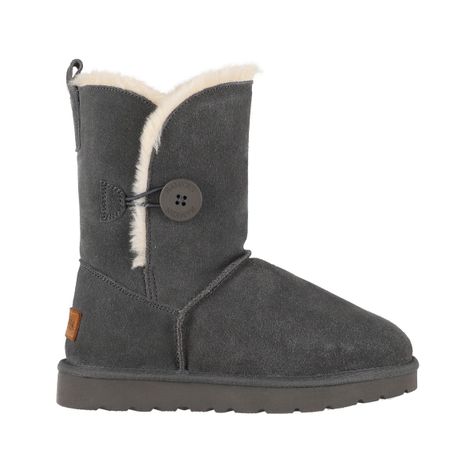 Botas Mujer Bamers Blast Button Cuero Gris Oscuro-0