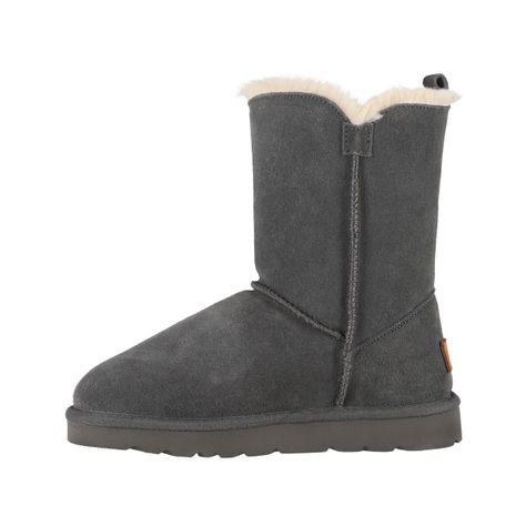 Botas Mujer Bamers Blast Button Cuero Gris Oscuro-1