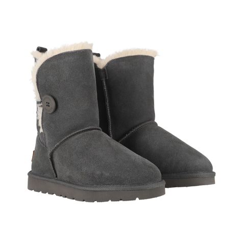 Botas Mujer Bamers Blast Button Cuero Gris Oscuro-4
