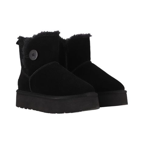 Bota Mujer Bamers Blast Button Cuero Negro-4